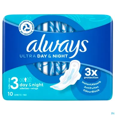 Always Ultra Serviette Periodique Jour Nuit 10