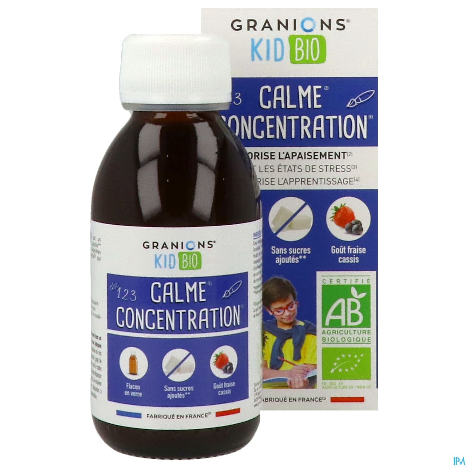 Granions Kid Bio Calme Et Concentration Solution Buvable Fraise Cassis 125ml