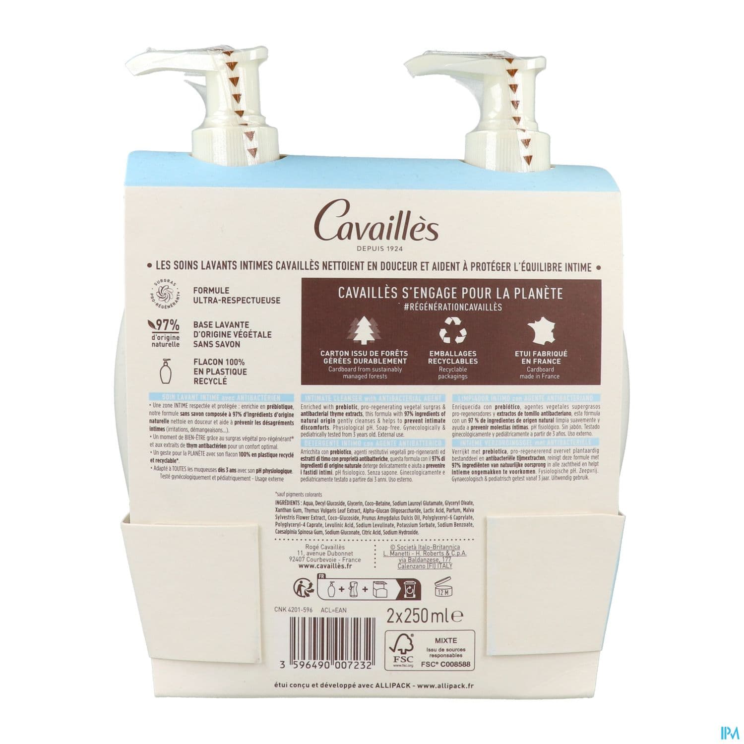 CAVAILLES LAV INT A/BACT 250MLX2