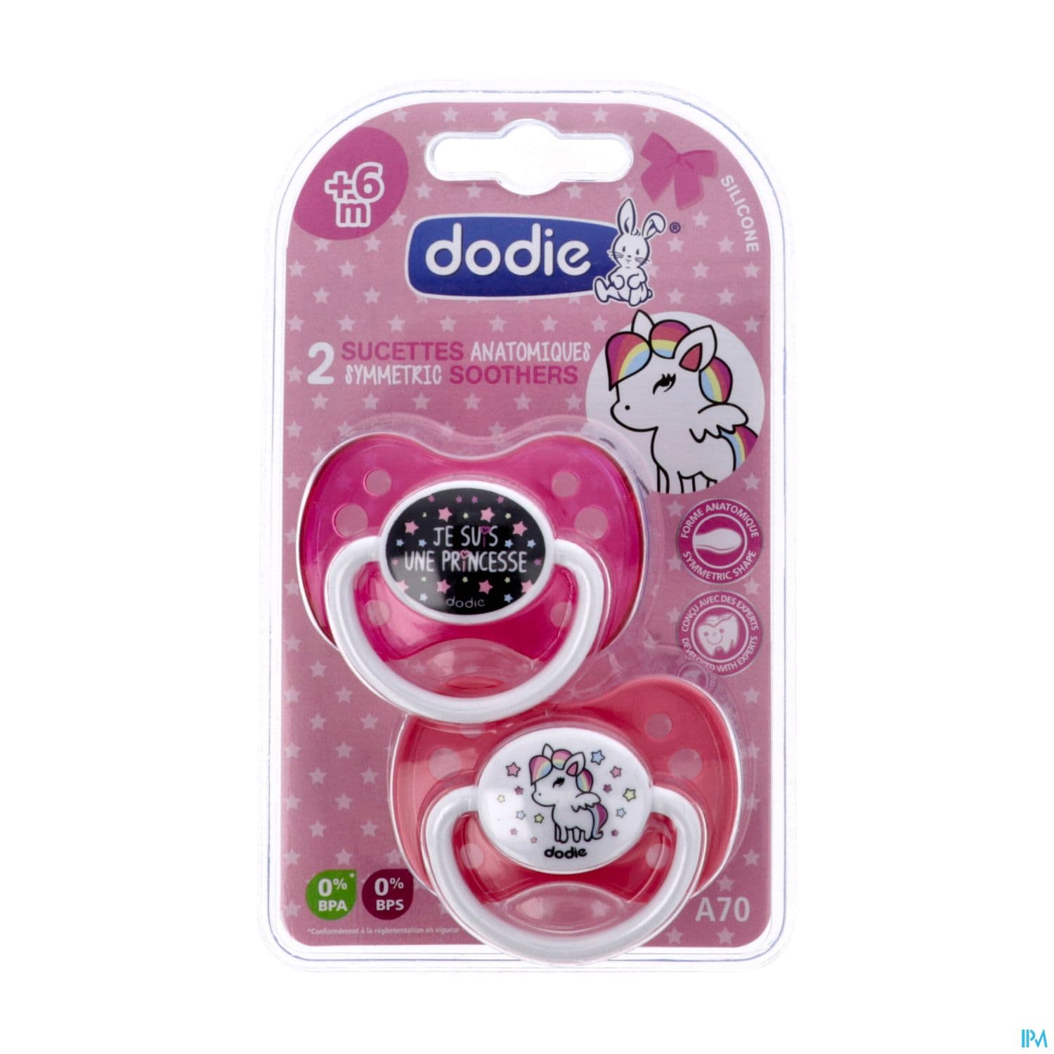 Dodie Sucette Anatomique Silicone Girly A70 +6mois X2