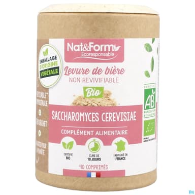 Nat Et Form Ecoresponsable Levure De Biere Non Revivifiable Bio Comprime 90