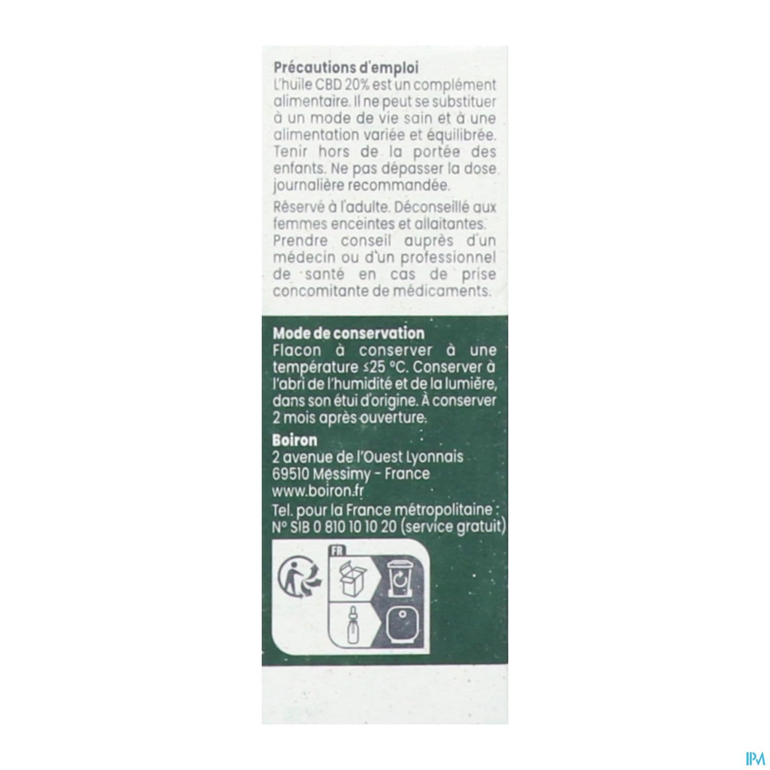 CBD BY BOIRON HUILE 20% 15ML