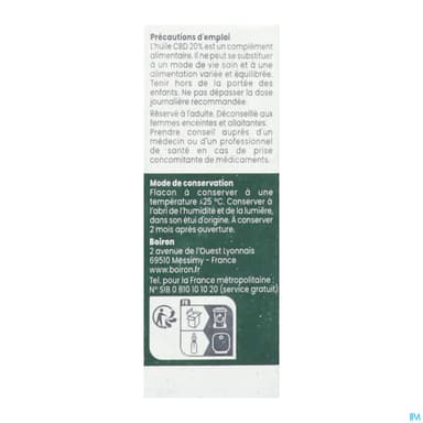 CBD BY BOIRON HUILE 20% 15ML