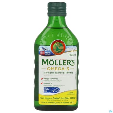 Mollers Huile De Foie De Morue Liquide Arome Naturel Citron 250ml