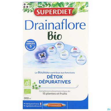 Superdiet Drainaflore Bio Ampoule Buvable 15ml 20