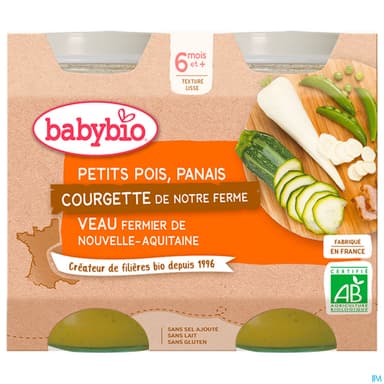 BABYBIO MENU PP/PAN/COU/VEAU2X200G
