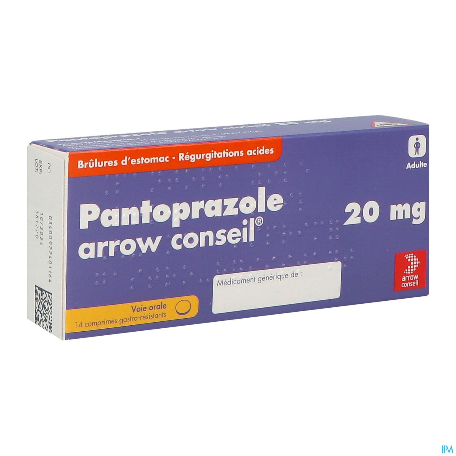 Pantoprazole Arrow Conseil 20mg Comprime Gastroresistant 14