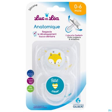 Luc Et Lea Sucette Anatomique Garcon Anneau 0/6m X2