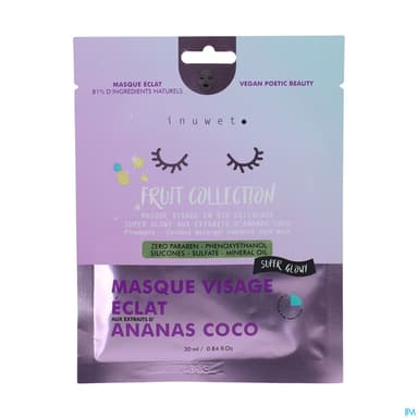 Inuwet Masque Visage Fruit Collection Hydratation Ananas Coco 30ml