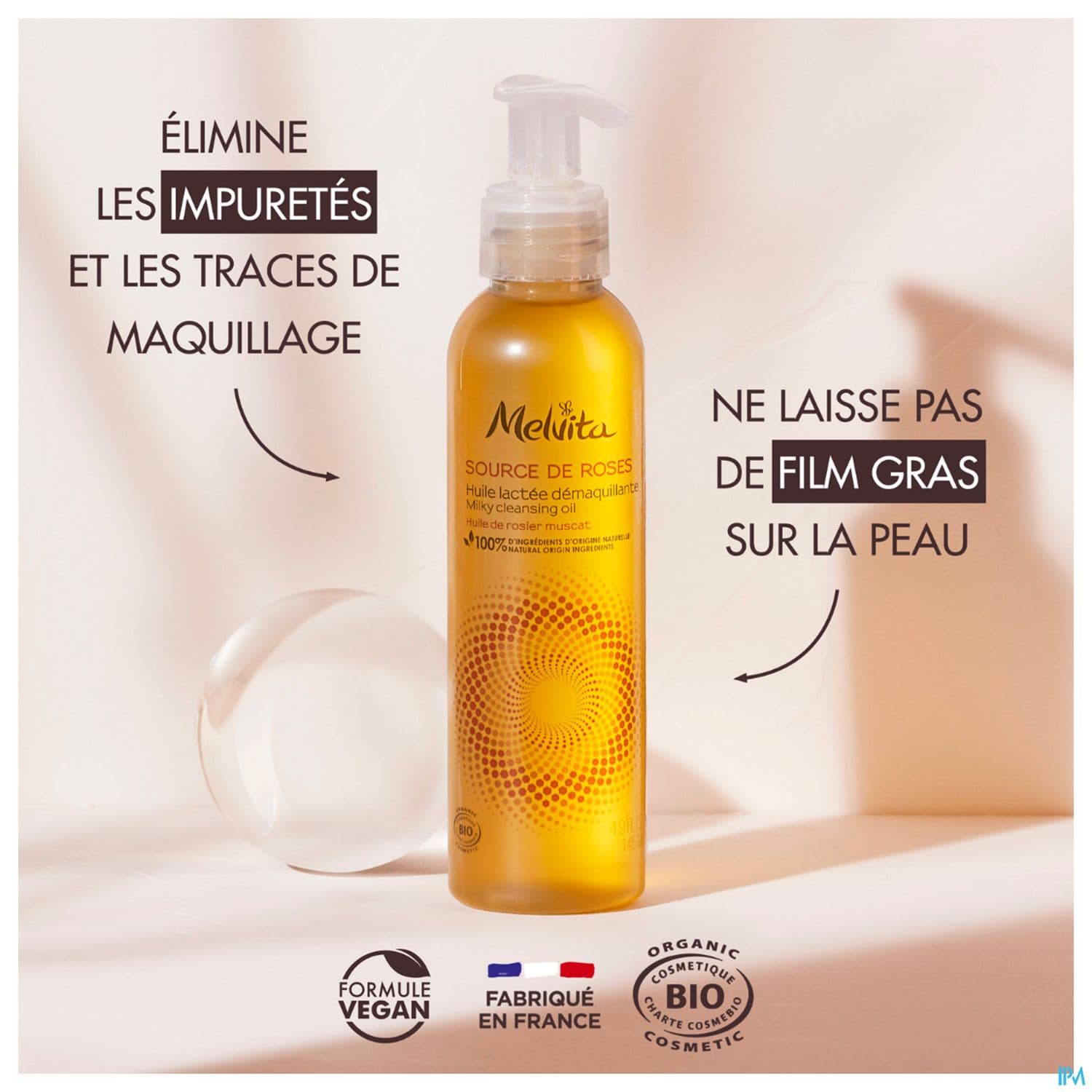 Melvita Source De Roses Huile Lactee Demaquillante Bio 145ml