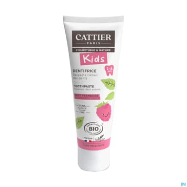 Cattier Kids Dentifrice 2/6ans Framboise 50ml Sans Etui Exclusivite Magasins Bio