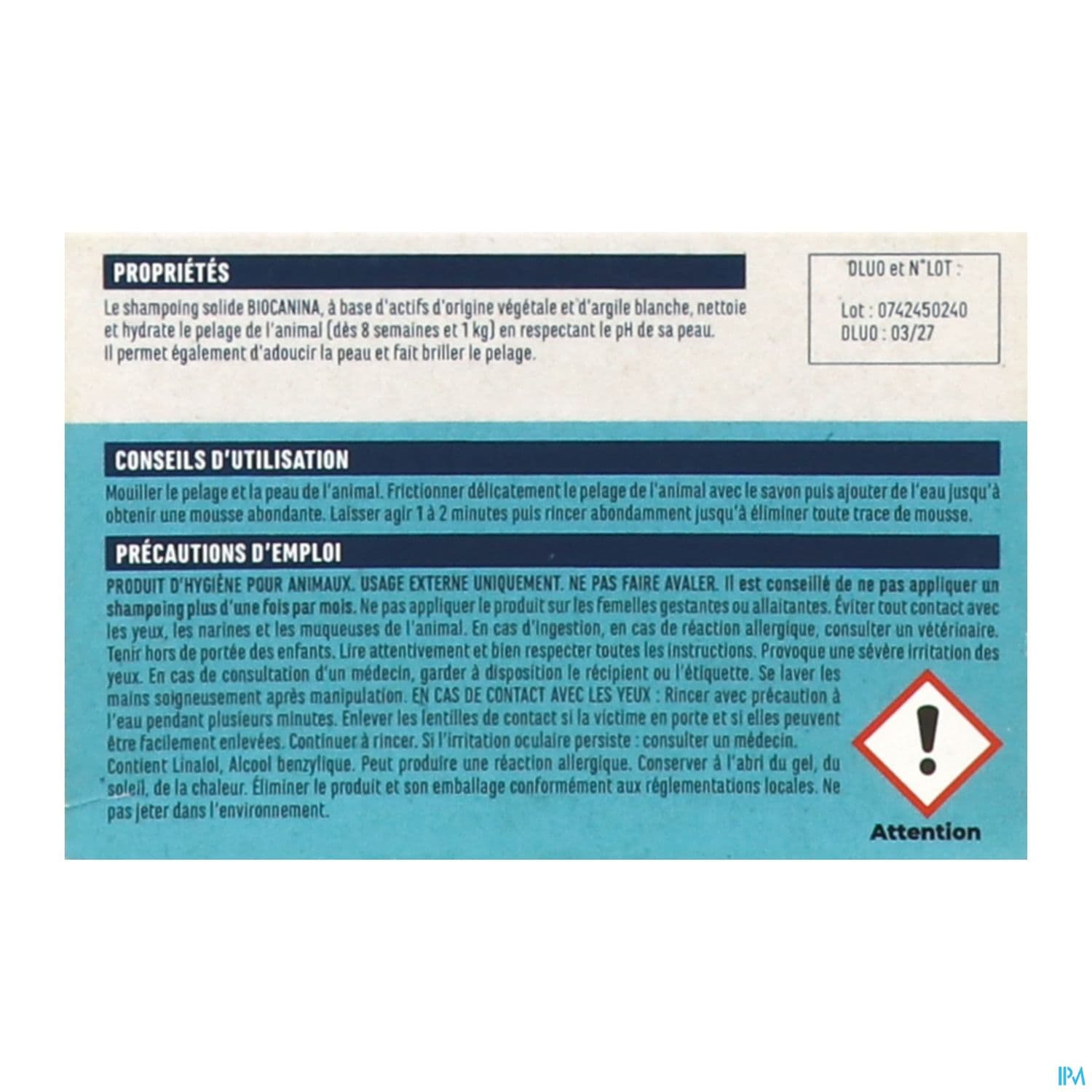 BIOCANINA SH SOLIDE BIO CH/CT100G