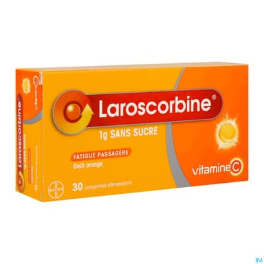 Laroscorbine Sans Sucre 1g Comprime Effervescent 30