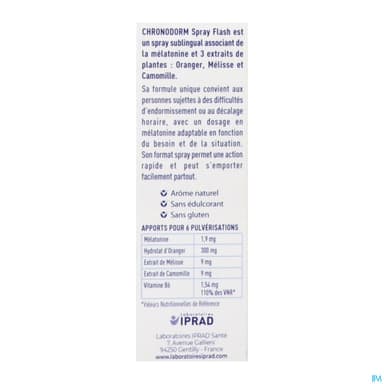 Chronodorm Melatonine Flash Spray Sublingual 30ml