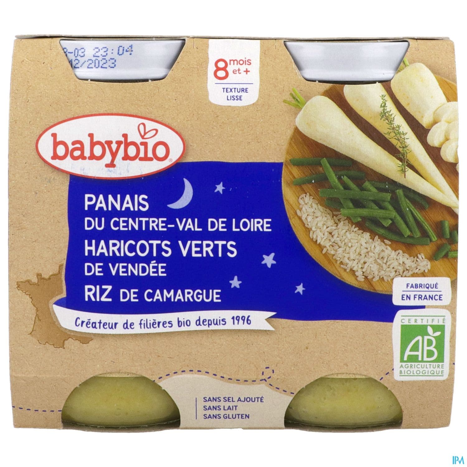 Babybio Bonne Nuit Panais Du Centre Val De Loire Haricots Verts Des Hauts De France Riz 8m 200g X2