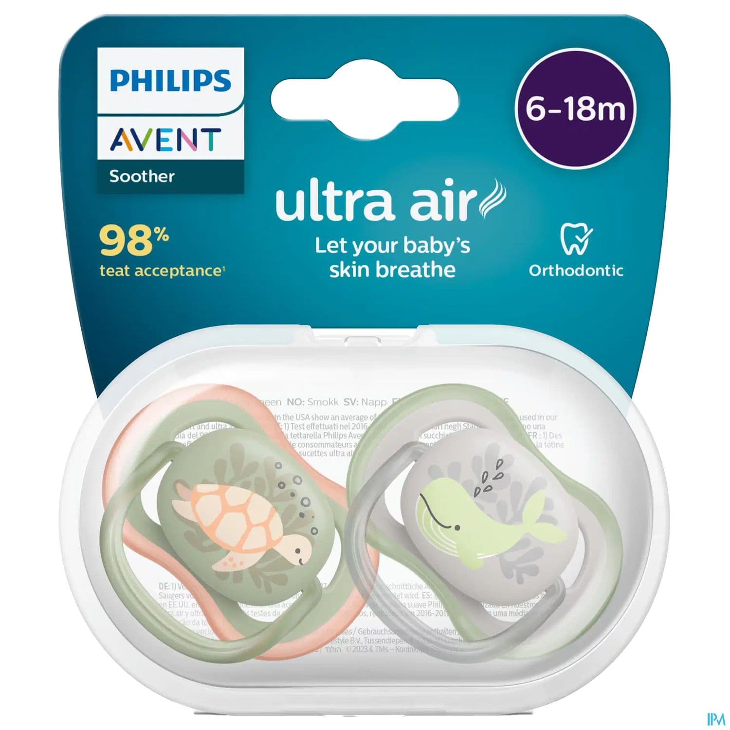 Avent Sucette Ultra Air Multicolore 6/18mois X2