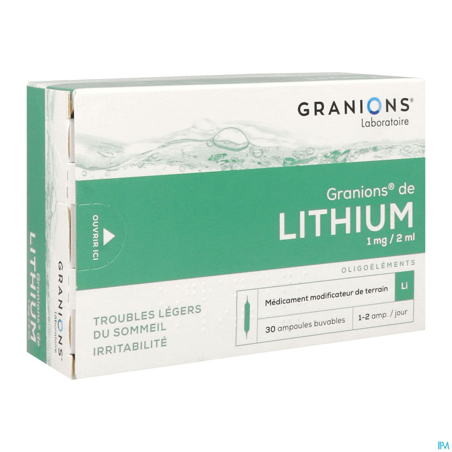 Granions Lithium 1mg/2ml Solution Buvable Ampoule 30