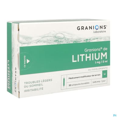 Granions Lithium 1mg/2ml Solution Buvable Ampoule 30