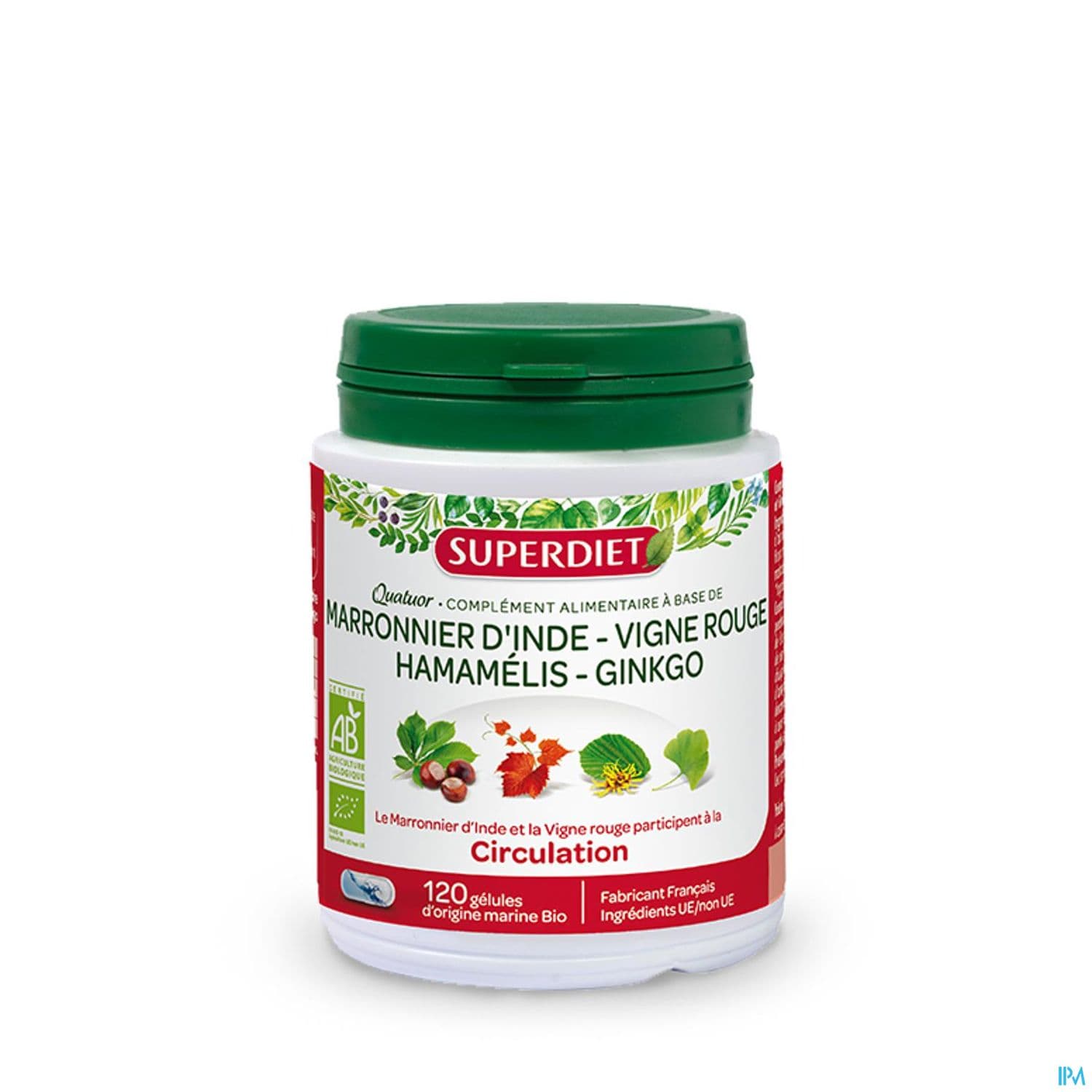 Superdiet Quatuor Circulation Bio Marronnier D'inde Vigne Rouge Hamamelis Ginkgo Gelule 120