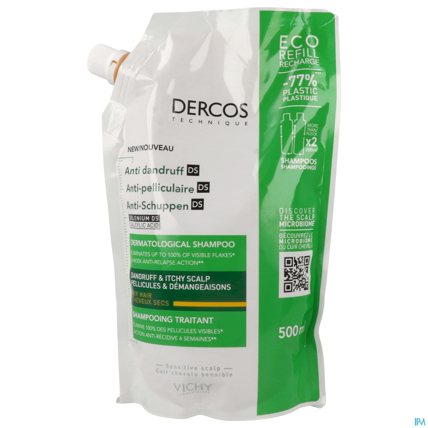 DERCOS DS SH A/PEL SEC RECH 500ML