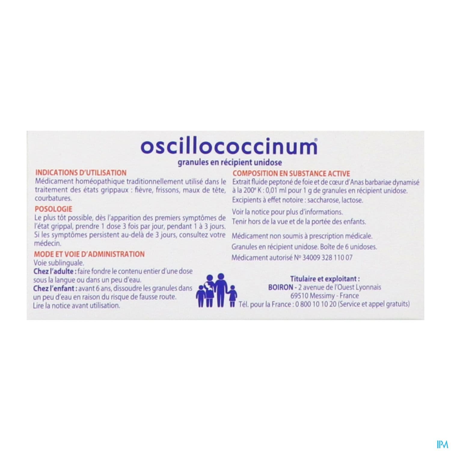 OSCILLOCOCCINUM 6 DOSES