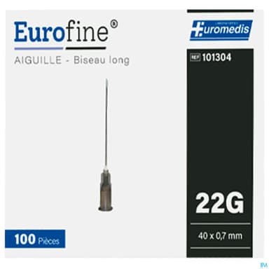 Euromedis Eurofine Aiguille G22 40mm X 0mm7 Noir 100