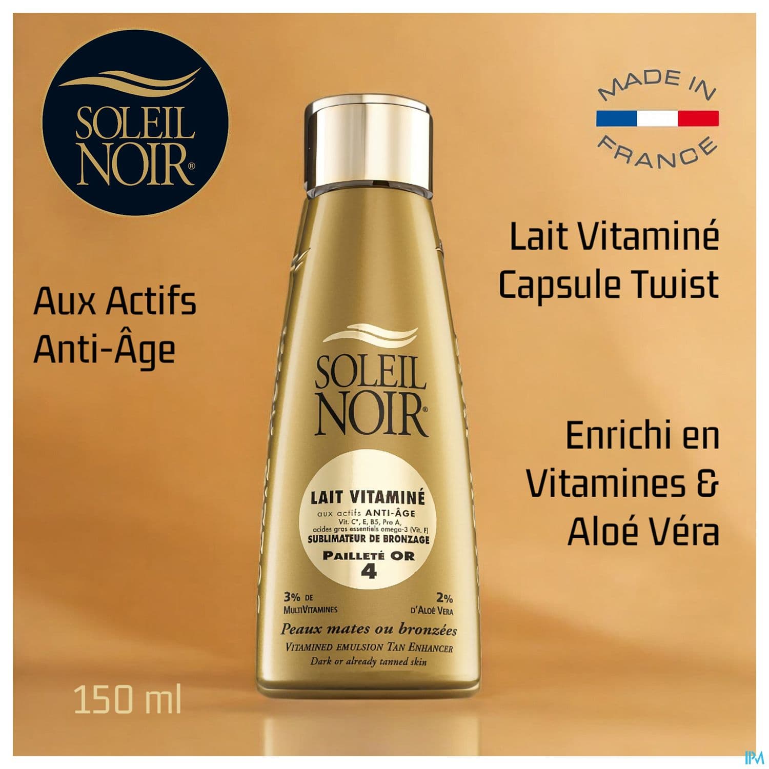 Soleil Noir Lait Vitamine Ip 4 Paillete Or Spray 150ml