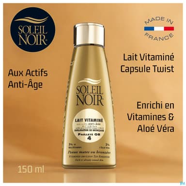Soleil Noir Lait Vitamine Ip 4 Paillete Or Spray 150ml