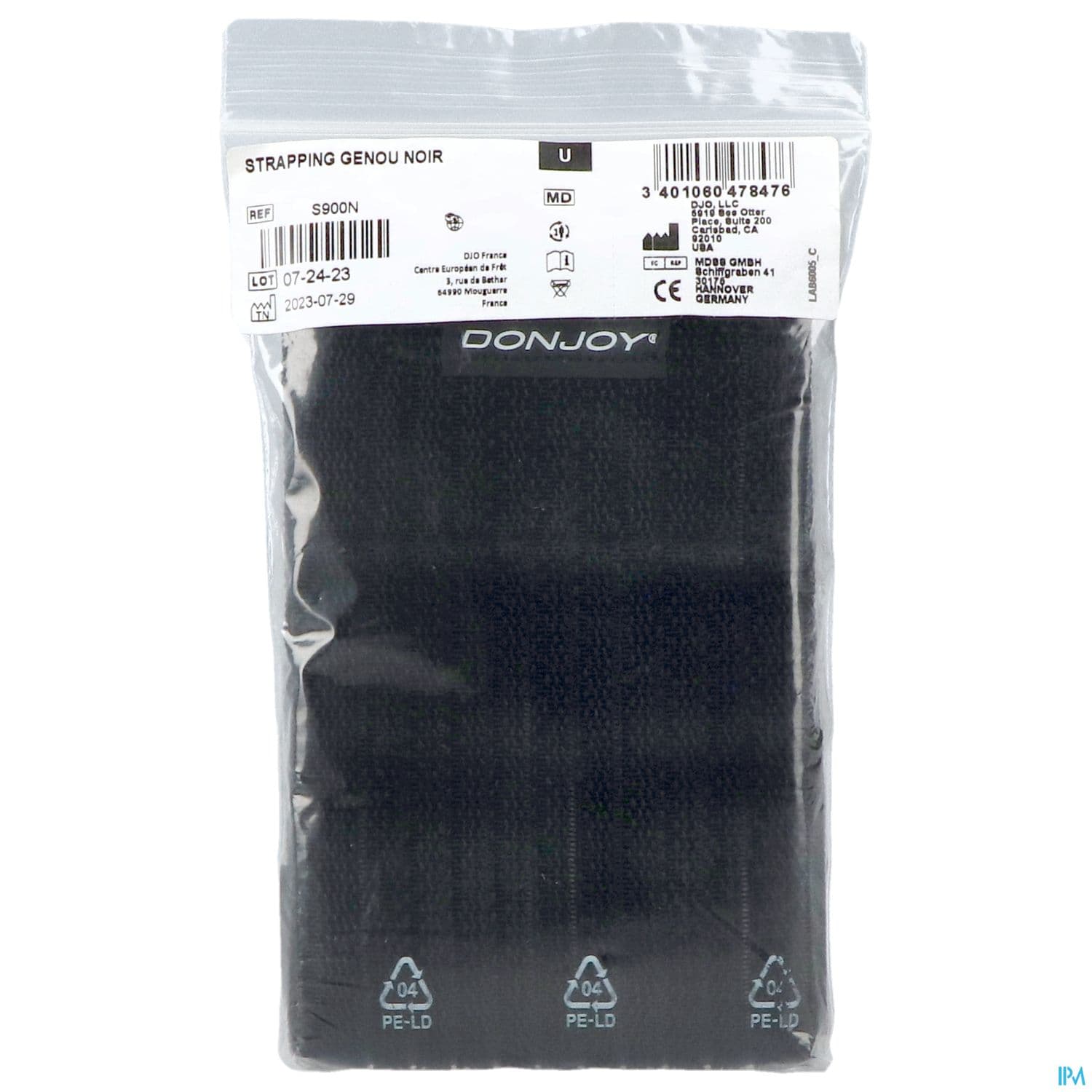 BDE DONJOY STRAPPING GENOU NOIR TU