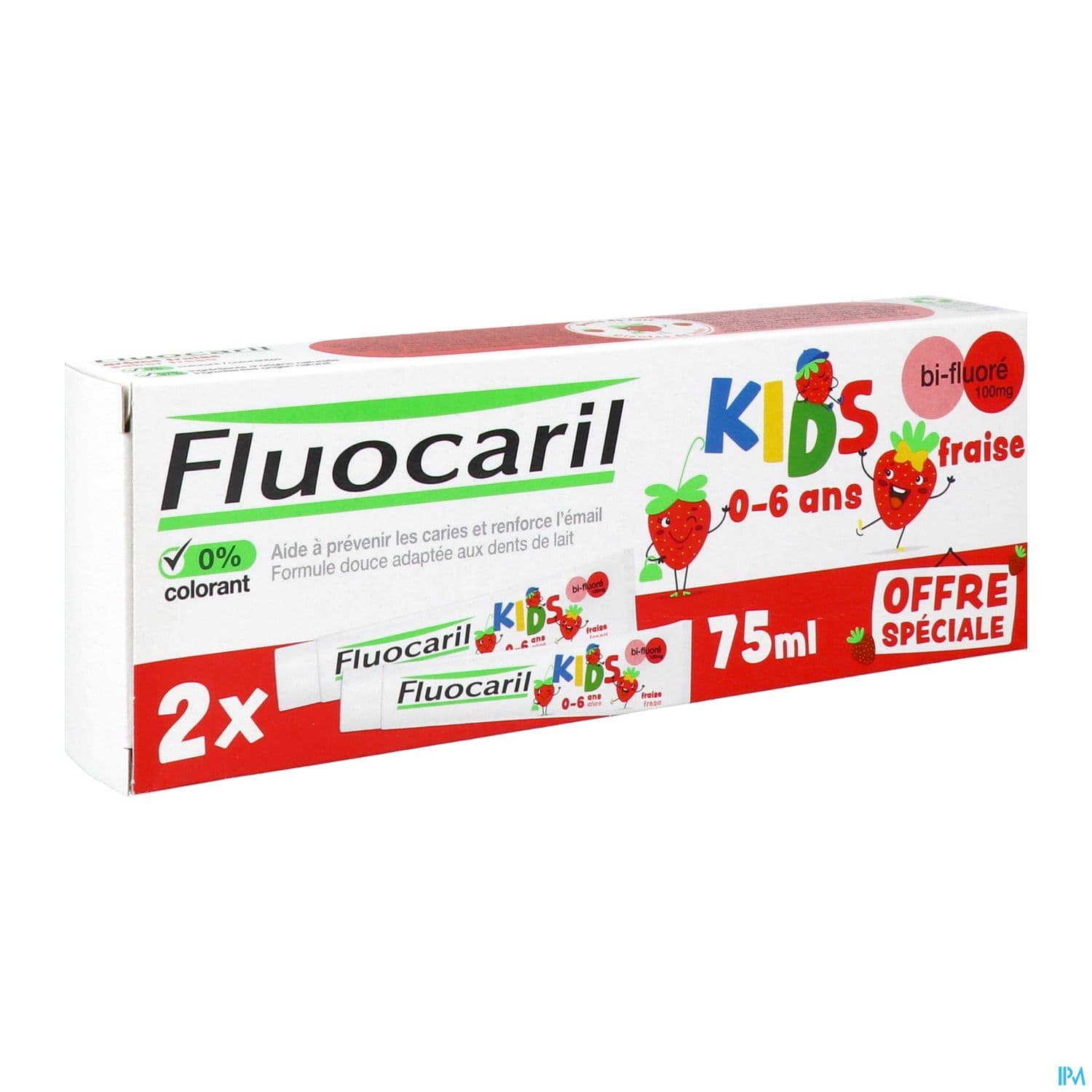 Fluocaril Kids Dentifrice 3/6ans Fraise 75ml X2