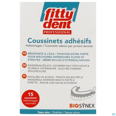 Fittydent Professionnal Coussinets Adhesifs Sans Zinc 15