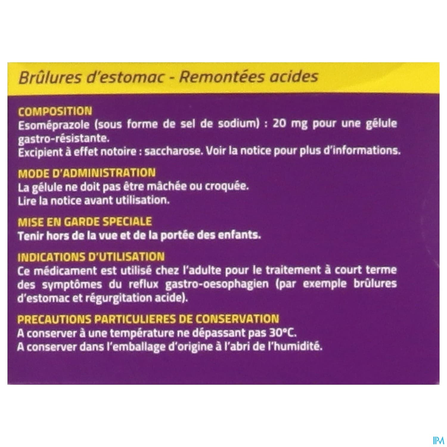 Esomeprazole Arrow Conseil 20mg Gelule Gastroresistante 14