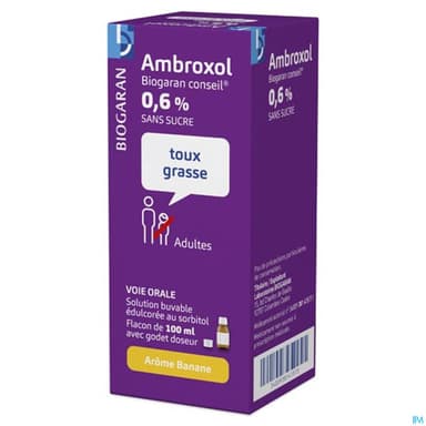 Ambroxol Biogaran 0.6% Sans Sucre Solution Buvable 100ml
