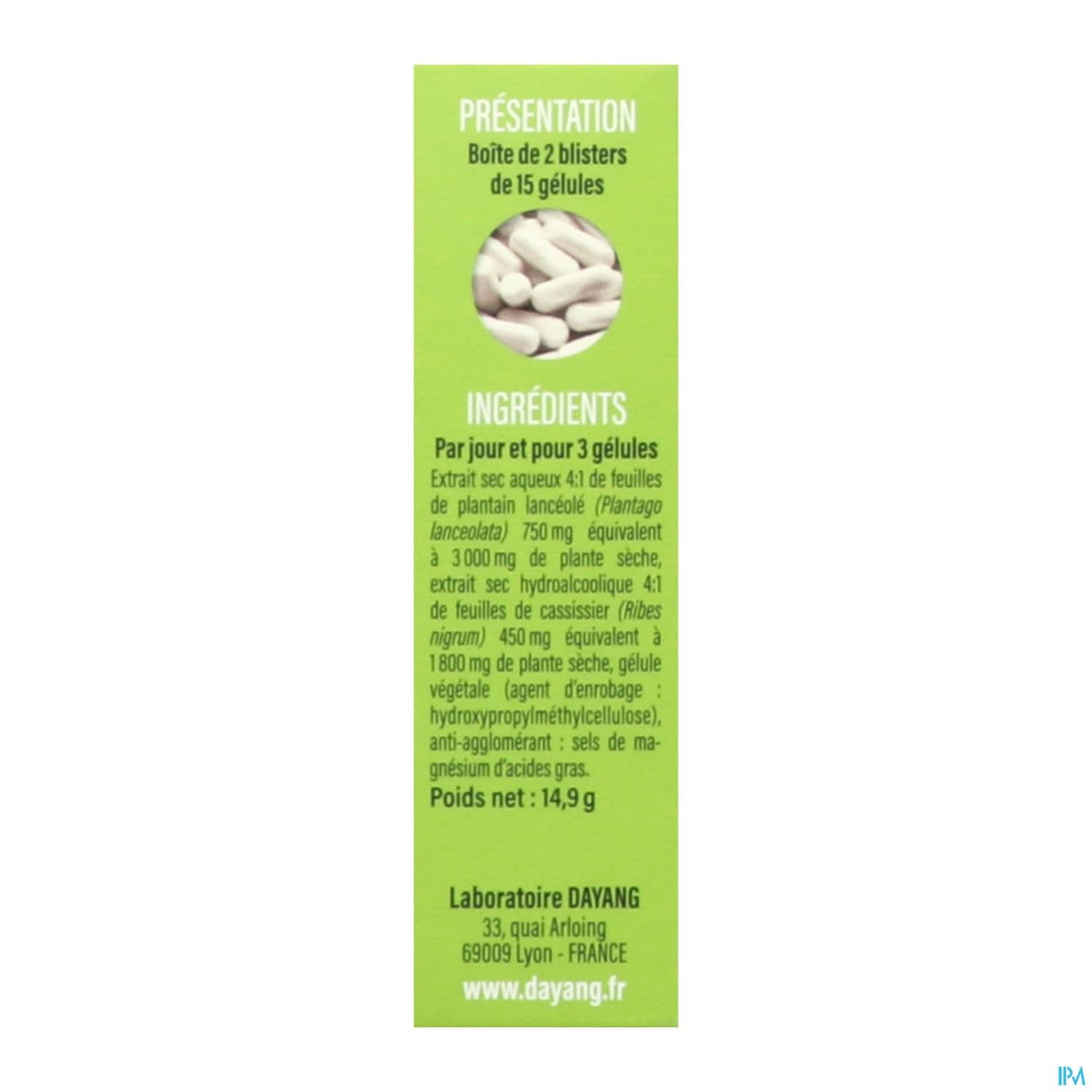 Dayang Cassis Plantain Gelule Vegetale 30