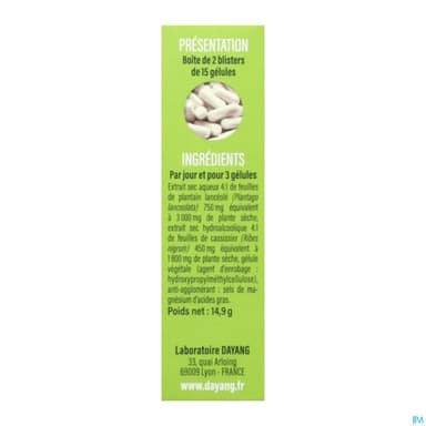 Dayang Cassis Plantain Gelule Vegetale 30