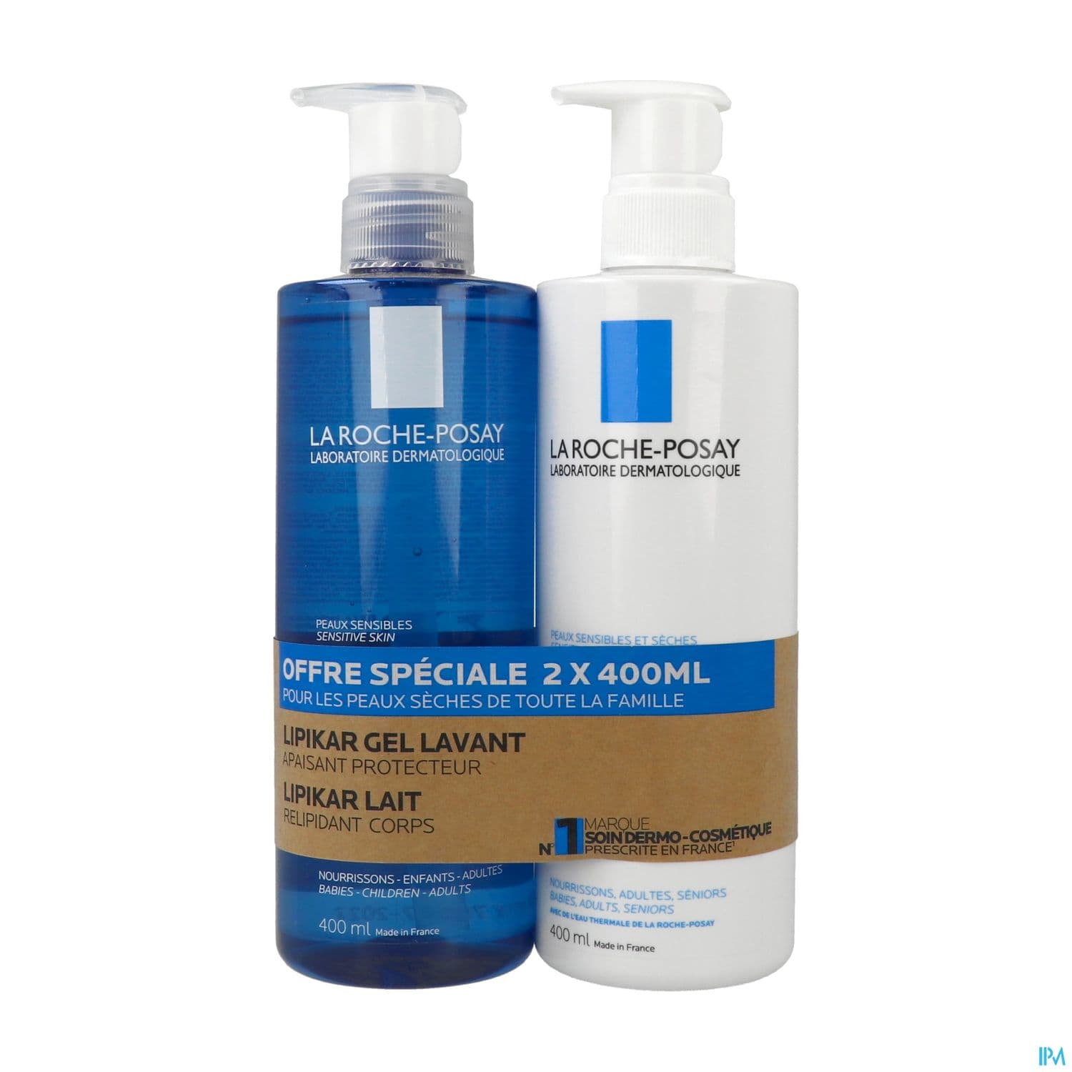 La Roche Posay Lipikar Lait Relipidant Corps Antidessechant 48h 400ml + Gel Lavant 400ml