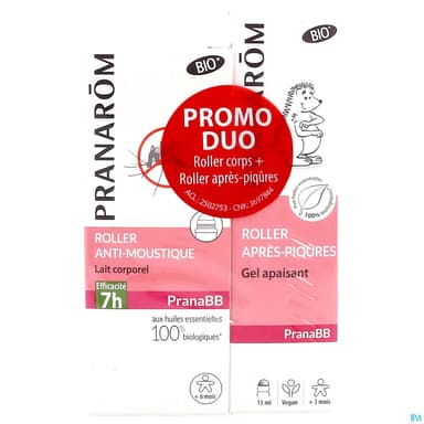 Pranarom Pranabb Roller Antimoustique 30ml + Roller Apres Piqure Bio 15ml
