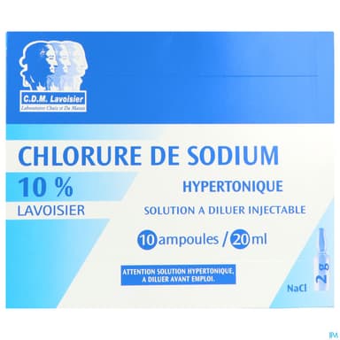 Lavoisier Sodium Chlorure 10% Solution Injectable 20ml 10