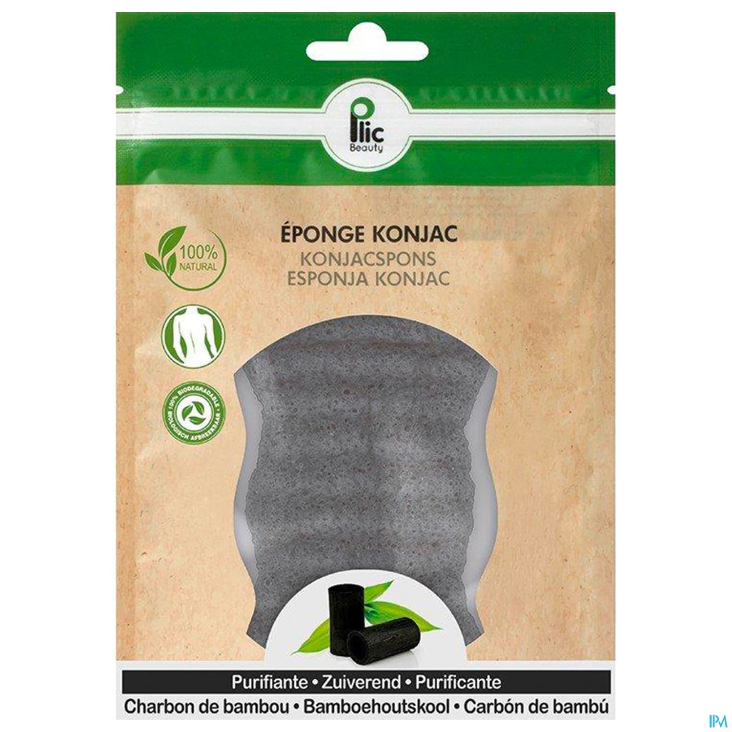 Plic Beauty Eponge Konjac Charbon Bambou