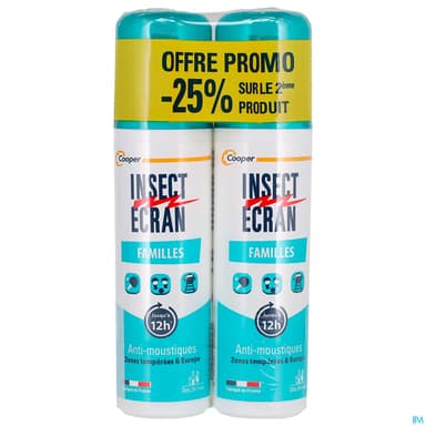 Cooper Insect Ecran Repulsif Peau Famille Spray 100ml X2 -25%