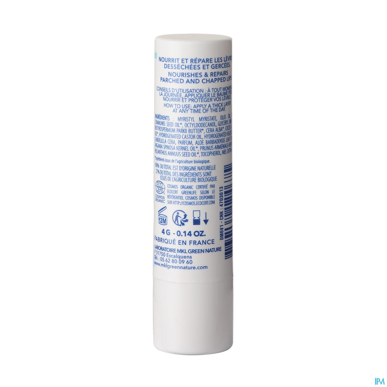 Mkl Green Nature Aqua Baume A Levres Dermoprotecteur Bio 4g