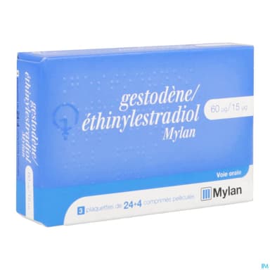 Gestodene Ethinylestradiol Mylan 60mcg/15mcg Comprime 28 X3