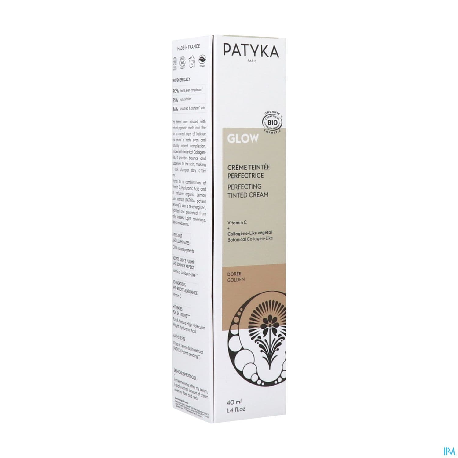 Patyka Glow Creme Teintee Perfectrice Doree Bio 40ml