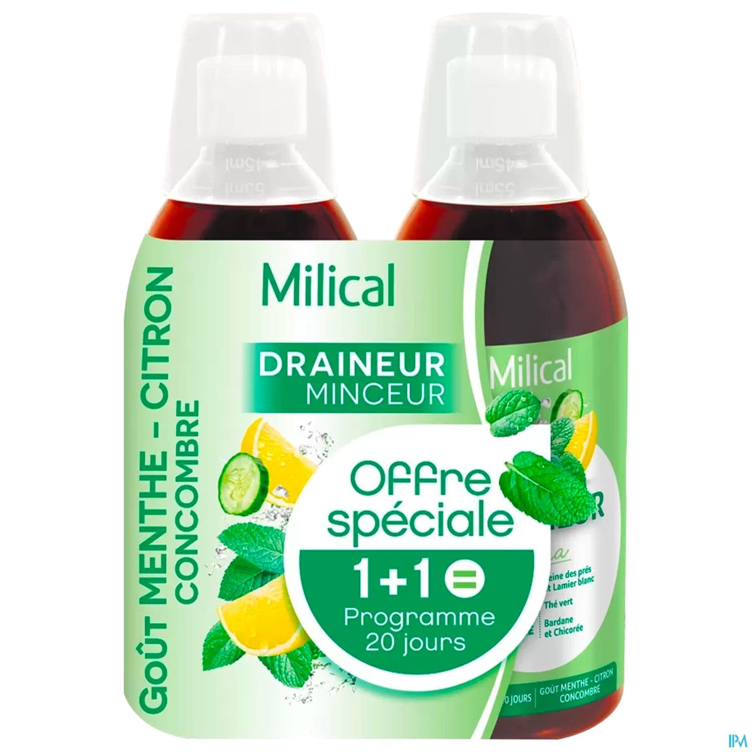 Milical Draineur Ultra Menthe Citron Solution Buvable 500ml X2