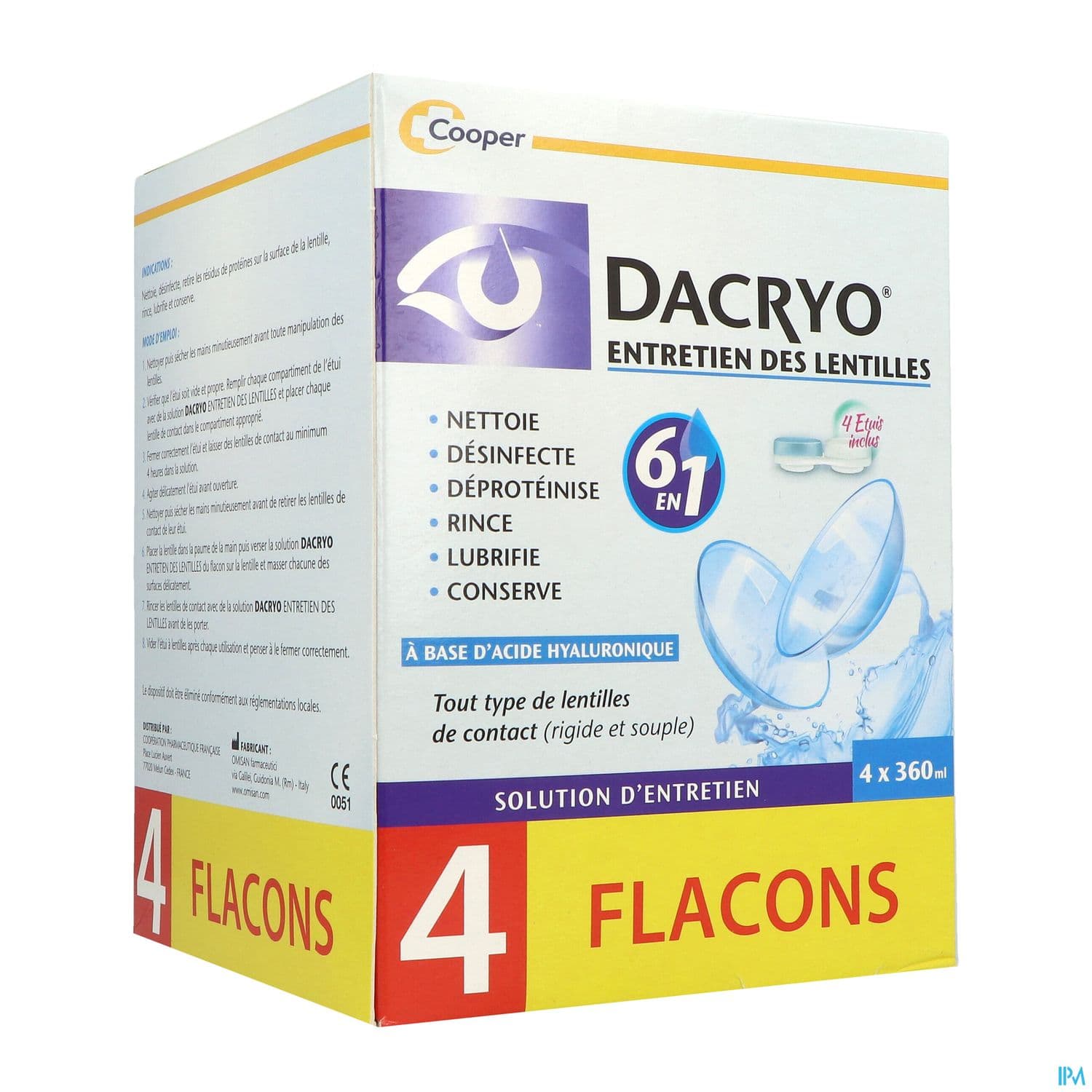 Cooper Dacryolens Entretien Lentilles 360ml X3 + 360ml Offert