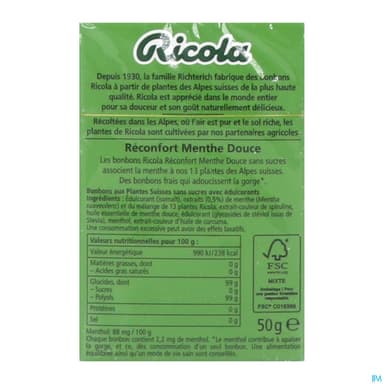 RICOLA RECONFORT MENTHE DOUCE 50G