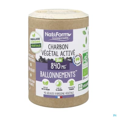 Nat Et Form Ecoresponsable Charbon Vegetal Bio Gelule Vegetale 90