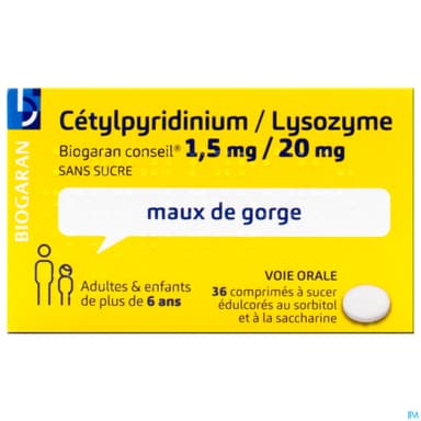 Cetylpyridinium Lysozyme Biogaran Conseil Sans Sucre Comprime A Sucer 36