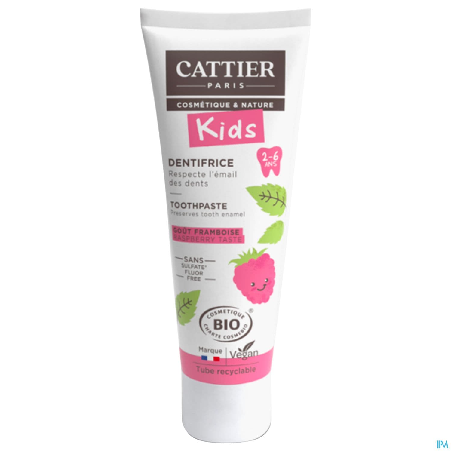 Cattier Kids Dentifrice 2/6ans Framboise 50ml Sans Etui Exclusivite Magasins Bio