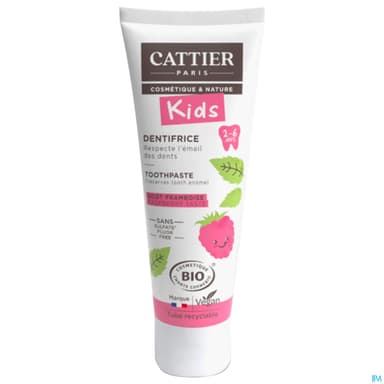 Cattier Kids Dentifrice 2/6ans Framboise 50ml Sans Etui Exclusivite Magasins Bio